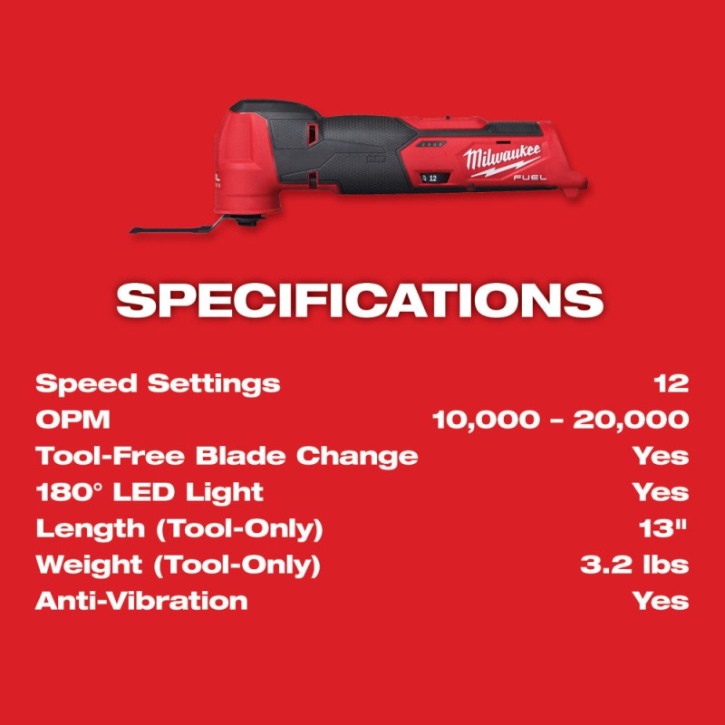 Milwaukee 2526-20 M12 12V Cordless Oscillating Multi-Tool - Bare Tool - Image 7