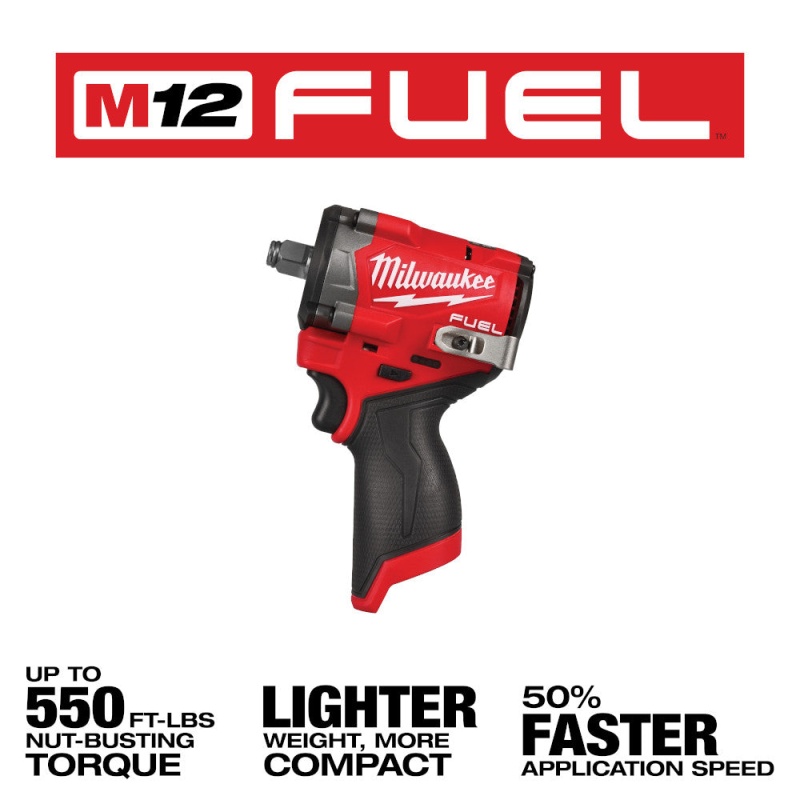 Milwaukee 2563-20x2BSK M12 FUEL 12V Stubby 1/2" Impact Wrench w/ Starter Kit - Image 2