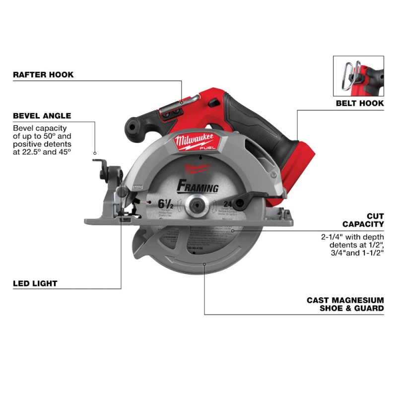 Milwaukee 2833-20 M18 FUEL 18V 6-1/2" Cordless Circular Saw - Bare Tool - Image 3