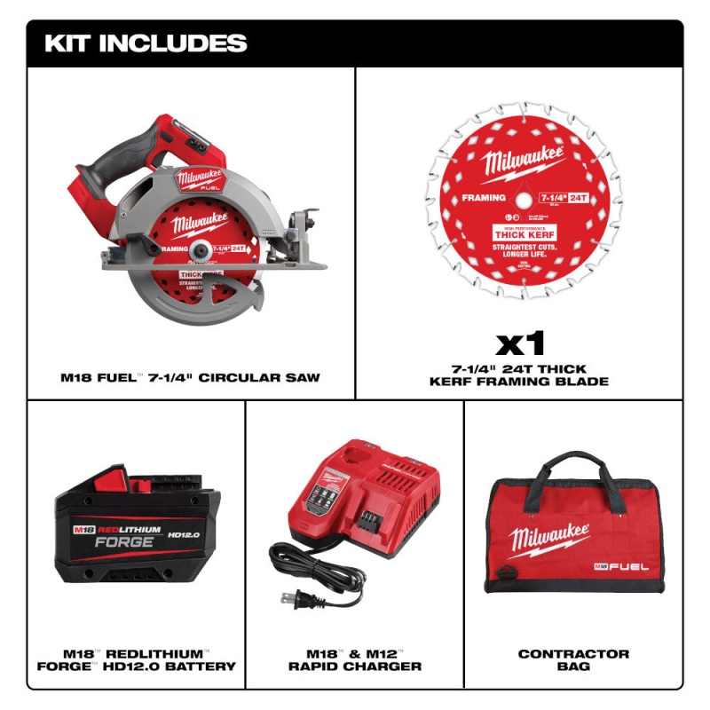 Milwaukee 2834-21HD M18 FUEL 18V 7-1/4" Cordless Lithium-Ion Circular Saw Kit - Image 3