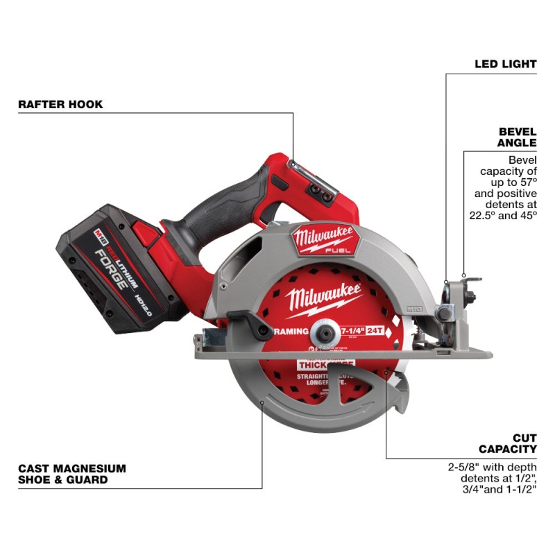 Milwaukee 2834-21HD M18 FUEL 18V 7-1/4" Cordless Lithium-Ion Circular Saw Kit - Image 4