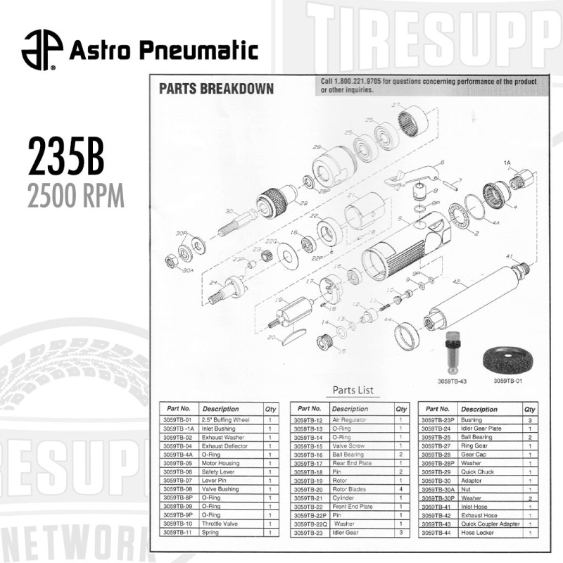 Astro Pneumatic | Low Speed Tire Buffer Kit - 2500 rpm Hose, Adapter & Rasp (235B) - Image 3