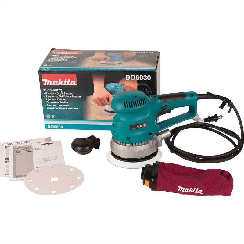 Makita BO6030 2.7 Amp 6-Inch Random Orbit Variable Speed Sander with Dust Bag - Image 4