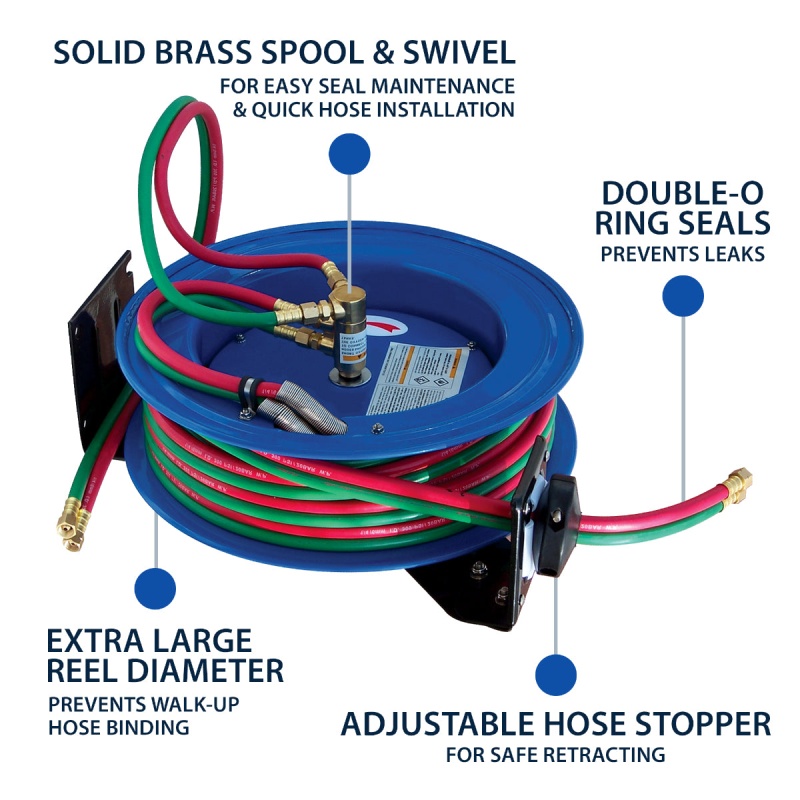 Cyclone Pneumatic CP3100 1/4" x 100' Dual-Hose Twin Welding Welder Reel - Image 5