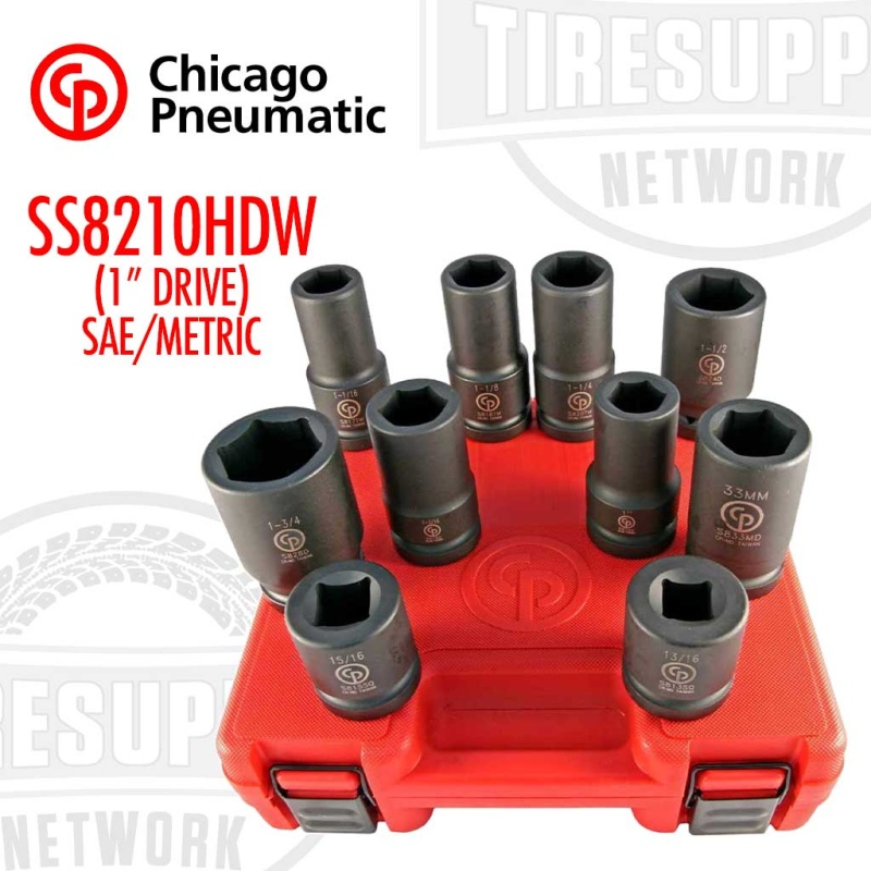 Chicago Pneumatic |  1?? Drive 10 Piece SAE & Metric Impact Socket Set (SS8210HDW)