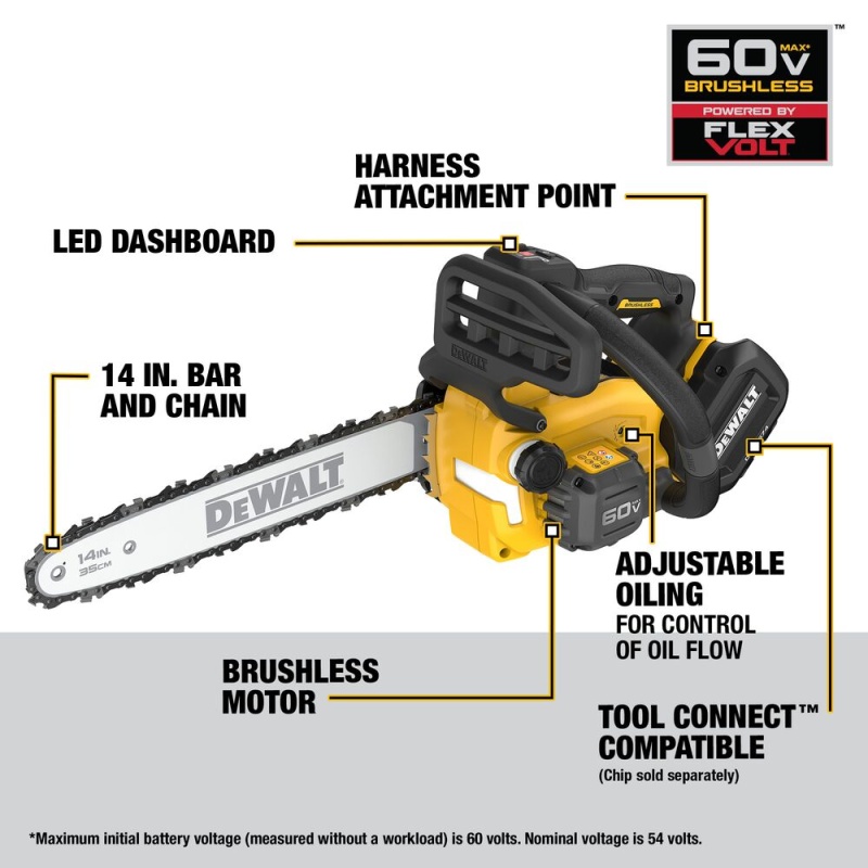 DeWALT DCCS674B 60V MAX 14" Cordless Brushless Top Handle Chainsaw - Bare Tool - Image 3