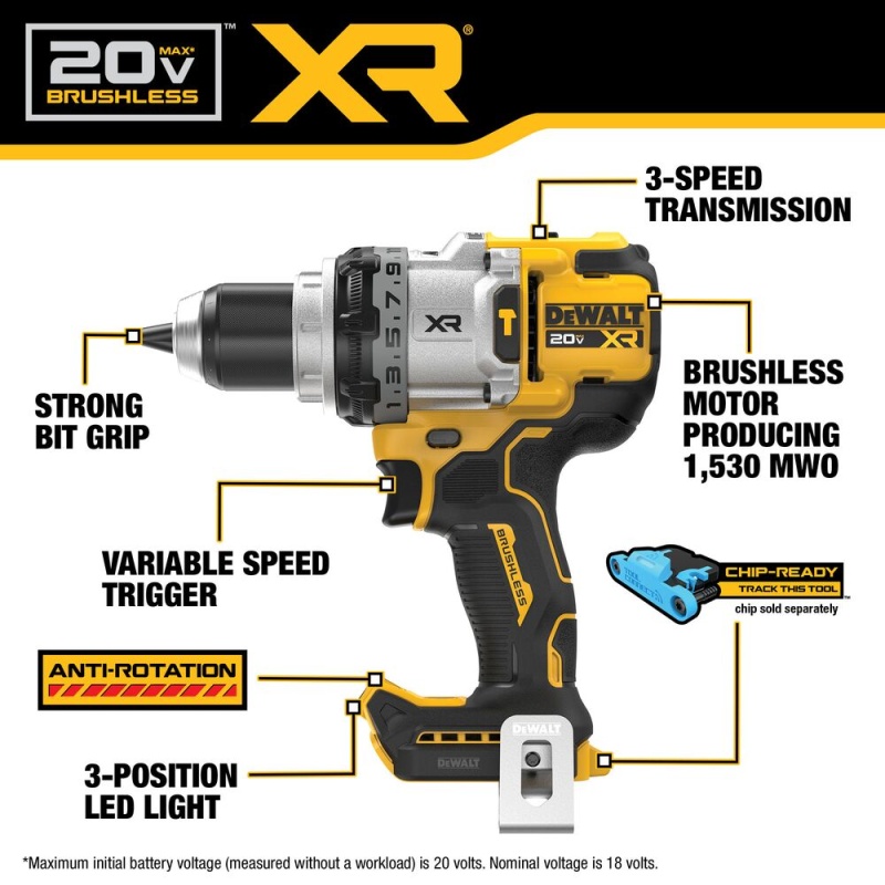 DeWalt DCD1007B 20V MAX XR Hammer Drill - Bare Tool - Image 2