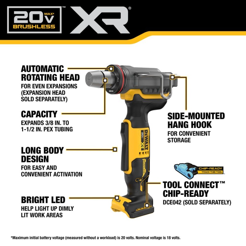 DeWALT DCE410B 20V MAX XR 1-1/2" PEX Expander - Bare Tool - Image 3