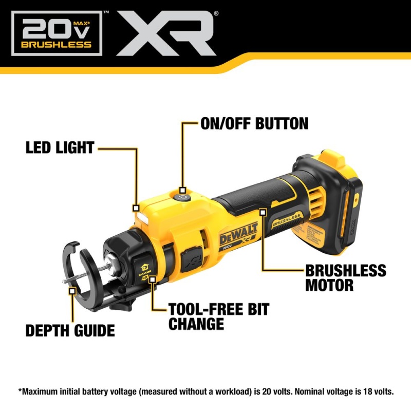 DeWALT DCE555B 20V MAX XR Brushless Drywall Cut Out Tool - Bare Tool - Image 2