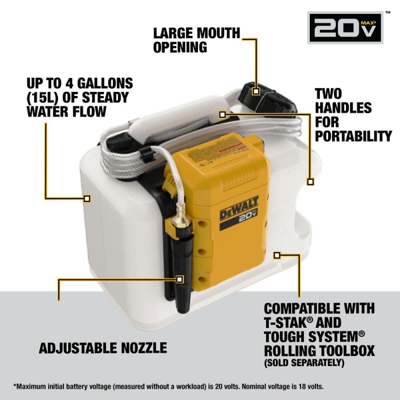 DeWalt DCE6820B 20V MAX Cordless Li-Ion Powered Water Tank - Bare Tool - Image 2