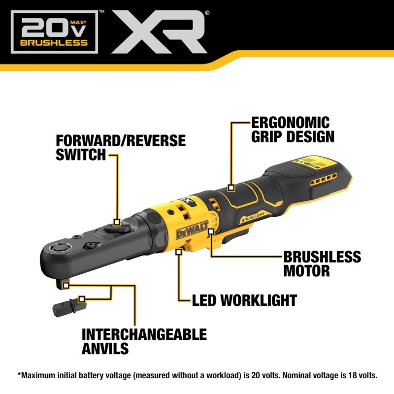 DeWALT DCF510B 20V MAX XR 3/8" - 1/2" Brushless Sealed Head Ratchet - Bare Tool - Image 2