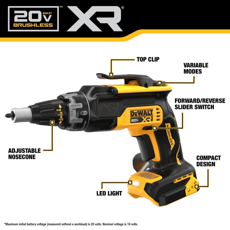 DeWALT DCF630B 20V MAX XR Brushless Li-Ion Drywall Screwgun - Bare Tool - Image 2