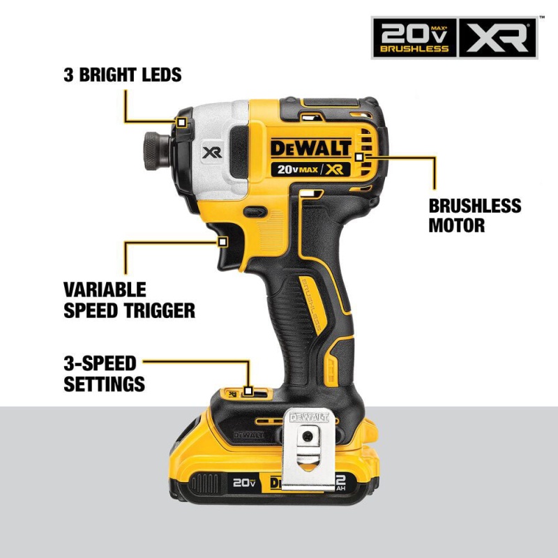 DeWALT DCF887D1E1 20V XR 1/4 Brushless Cordless Impact Driver Kit w/ 3 Speeds - Image 3