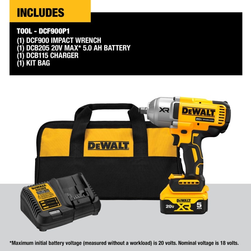 DeWALT DCF900P1 20V MAX XR 1/2" High Torque Impact Wrench w/ Hog Ring Anvil - Image 2