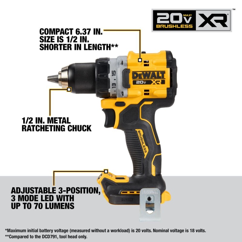 DeWALT DCK2051D2 20V MAX XR Compact Drill/Driver and Impact Driver Combo Kit - Image 3