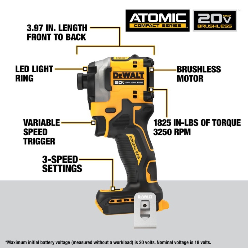 DeWALT DCK2051D2 20V MAX XR Compact Drill/Driver and Impact Driver Combo Kit - Image 4