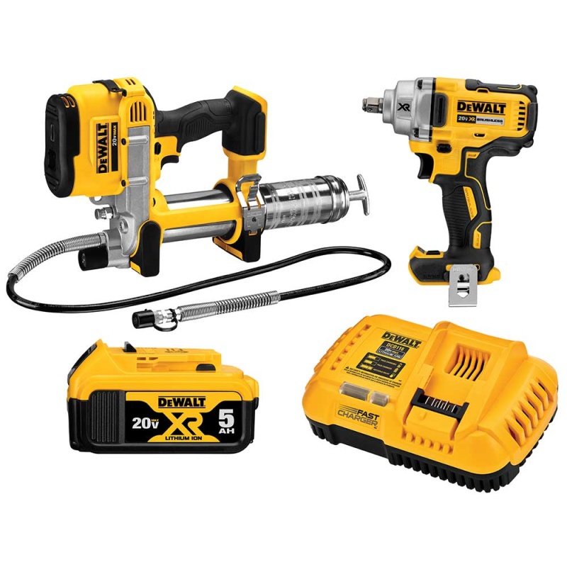 DeWALT DCK206P1 20V MAX Impact Wrench/Grease Gun Cordless 2 Tool Combo Kit