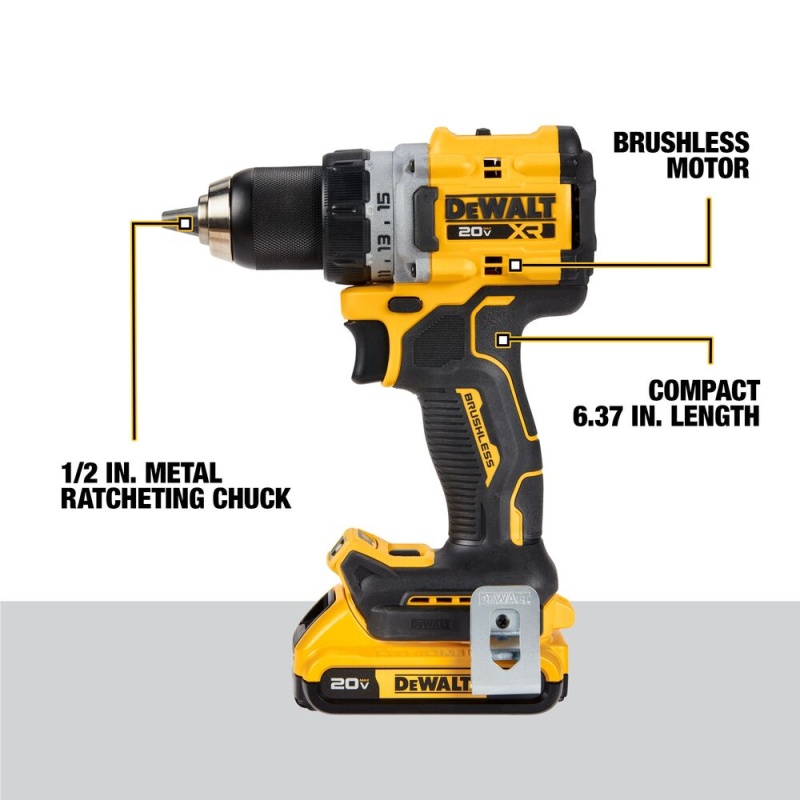 DeWALT DCK248D2 20V MAX XR Brushless Cordless 1/2" Drill / 1/4" Driver Combo Kit - Image 3