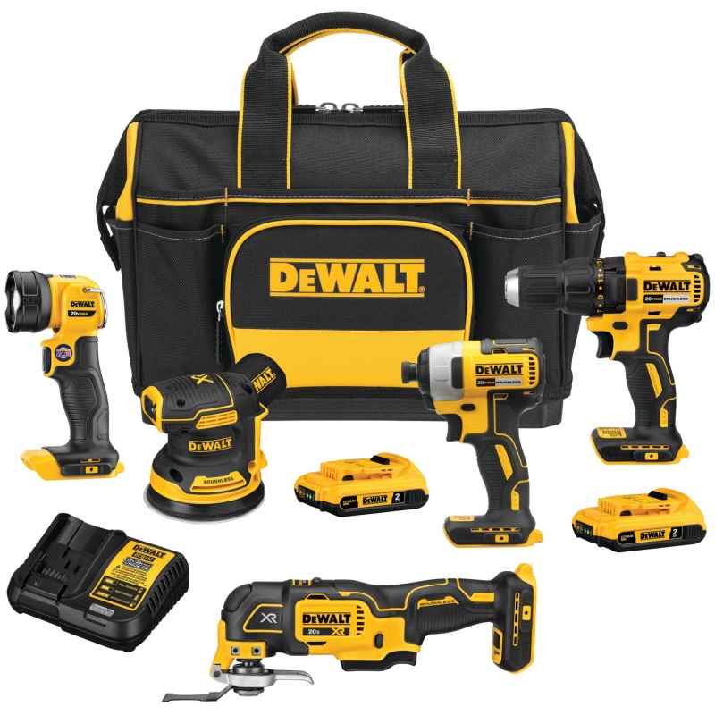 DeWALT DCKSS521D2 20V MAX Cordless 5 Tool Combo Kit w/ Contractor Bag