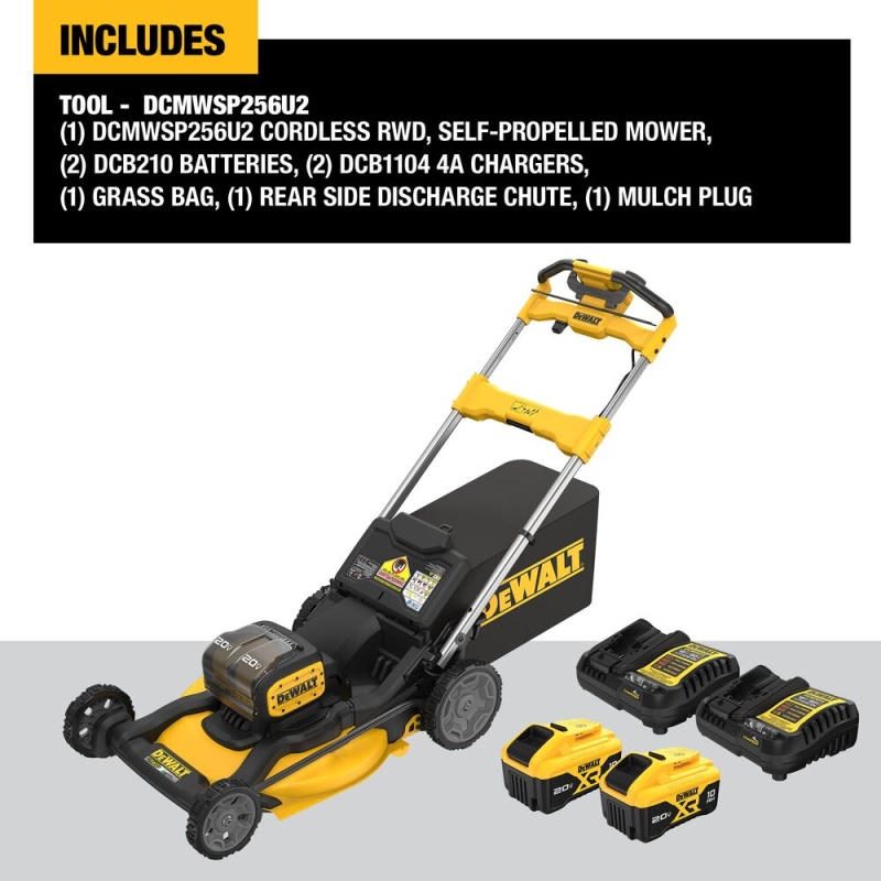 DeWALT DCMWSP256U2 2X20V MAX XR Cordless RWD Self Propelled Mower Kit - Image 2