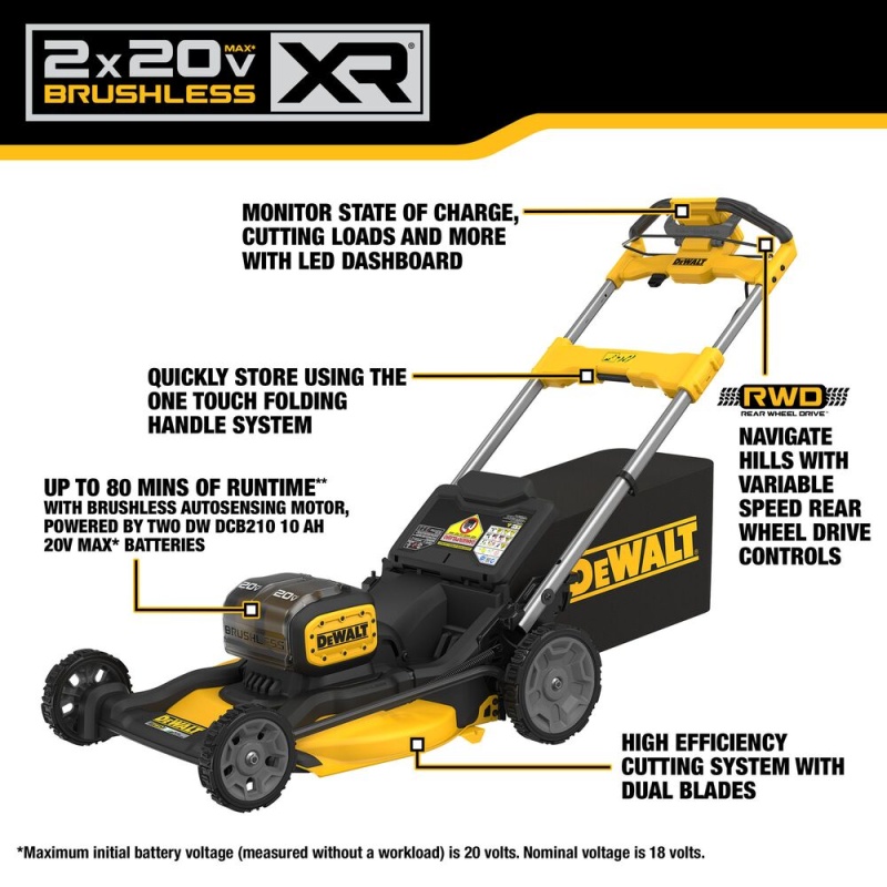 DeWALT DCMWSP256U2 2X20V MAX XR Cordless RWD Self Propelled Mower Kit - Image 3