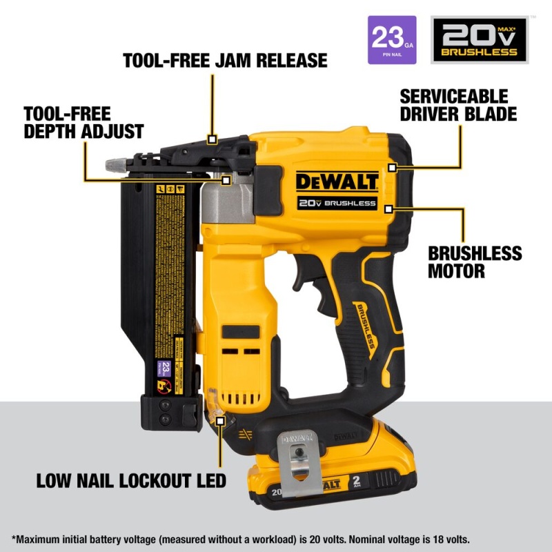 DeWALT DCN623D1 20V ATOMIC COMPACT SERIES MAX 23 Guage Pin Nailer Kit - Image 4