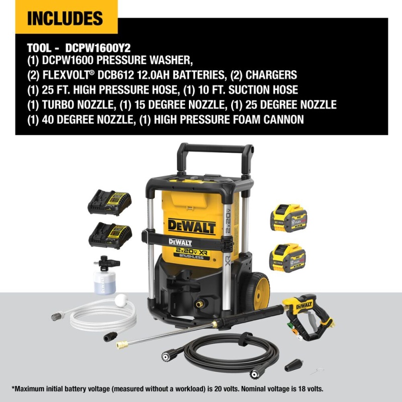 DeWALT DCPW1600Y2 DeWALT 2X20V 1600 PSI Pressure Washer Kit - Image 2