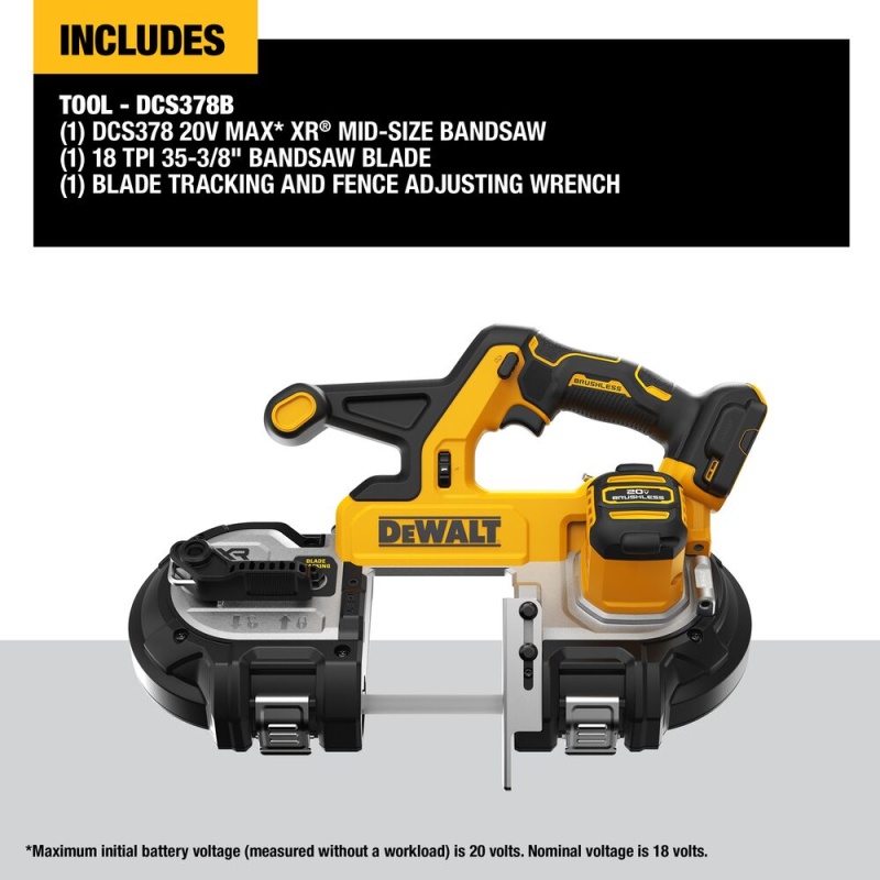 DeWALT DCS378B 20V MAX XR Brushless Cordless Mid-sized Band Saw - Bare Tool - Image 2