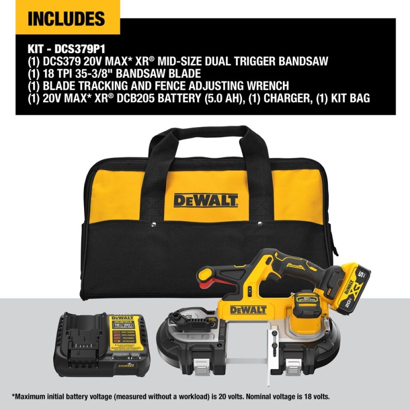 DeWALT DCS379P1 20V Max Brushless Mid-sized Band Saw Double Trigger Kit - Image 2