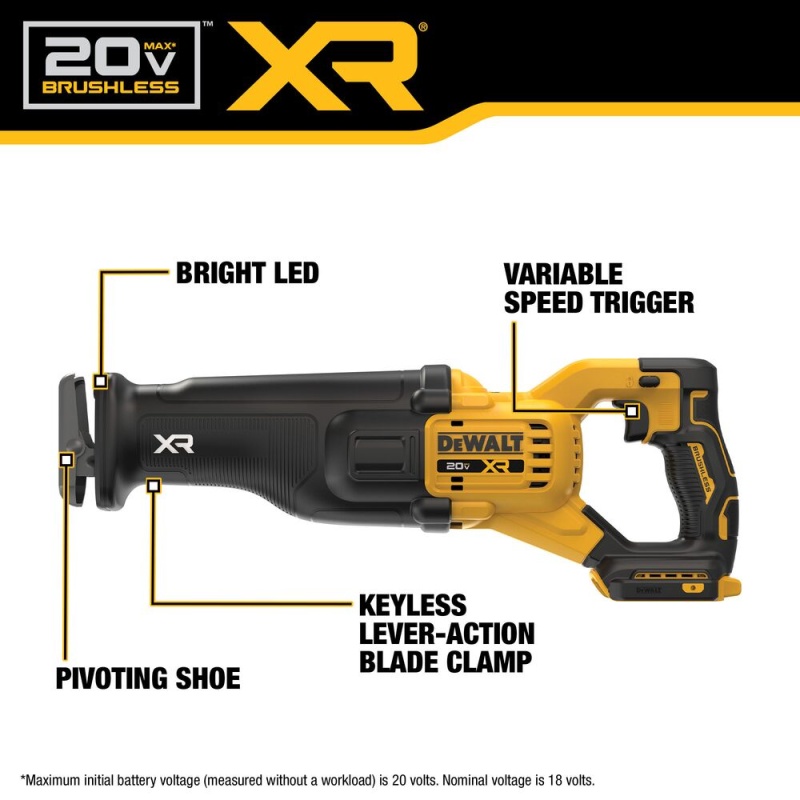 DeWalt DCS384B 20V XR Cordless Li-Ion Reciprocating Saw - Bare Tool - Image 2