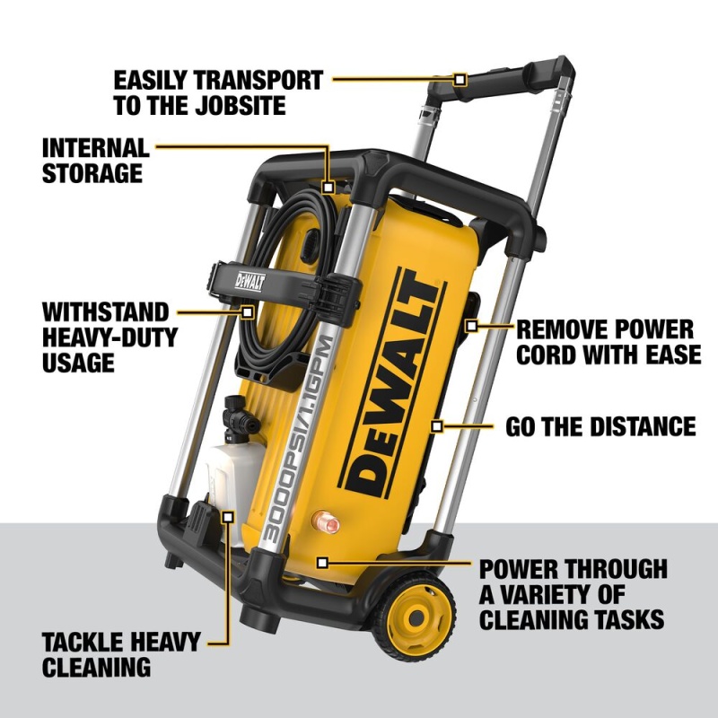 DeWALT DWPW3000 3000 MAX PSI 1.1 GPM 15 AMP Brushless Jobsite Pressure Washer - Image 3