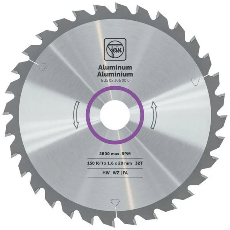 Fein 63502306000 6" Aluminum Hand Held Circular Saw Blade for Ferrous Metals