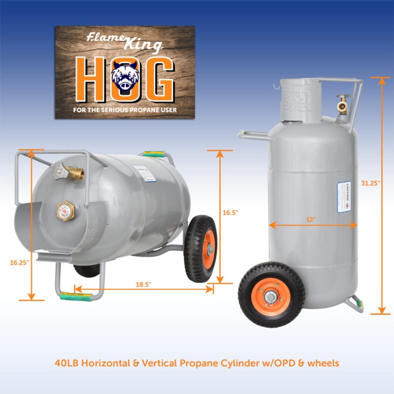 Flame King YSN40HOG 40 LBS Horizontal/Vertical Propane Cylinder w/OPD W/Wheels - Image 7