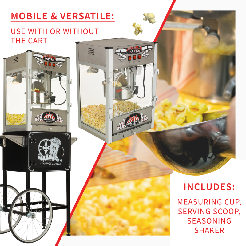 FunTime FT1665PP Palace Popper 16 OZ Commercial Style Bar Popcorn Popper Machine Cart - Image 5