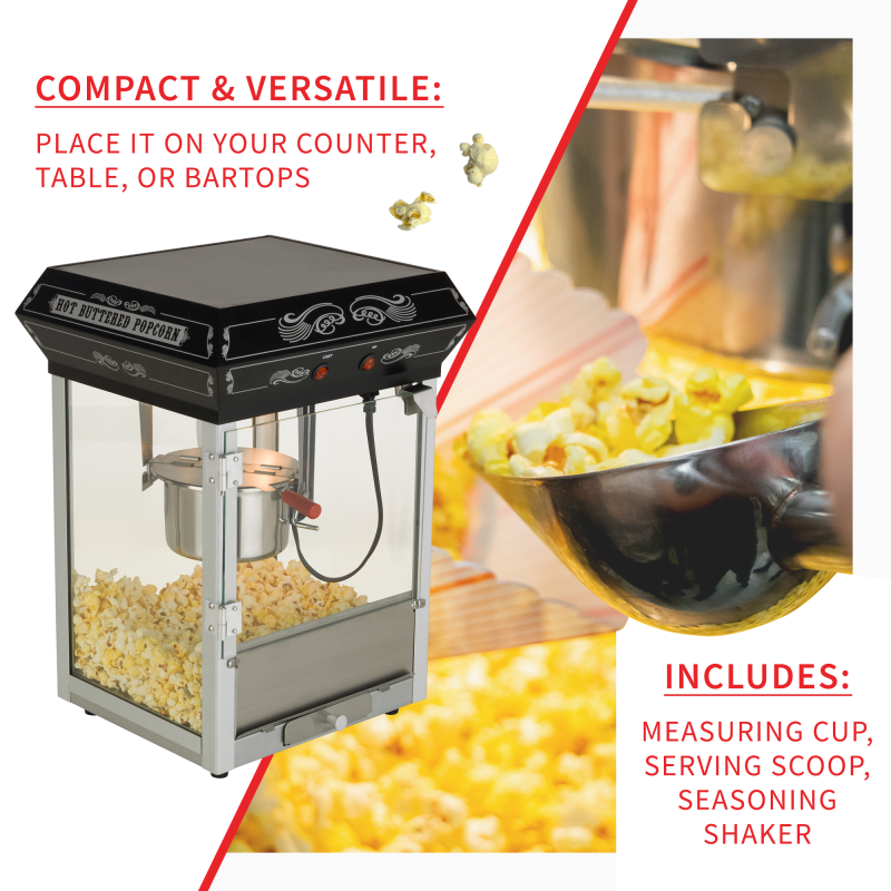 FunTime FT421CB 4oz Black Bar Table Top Popcorn Popper Maker Machine - Image 5