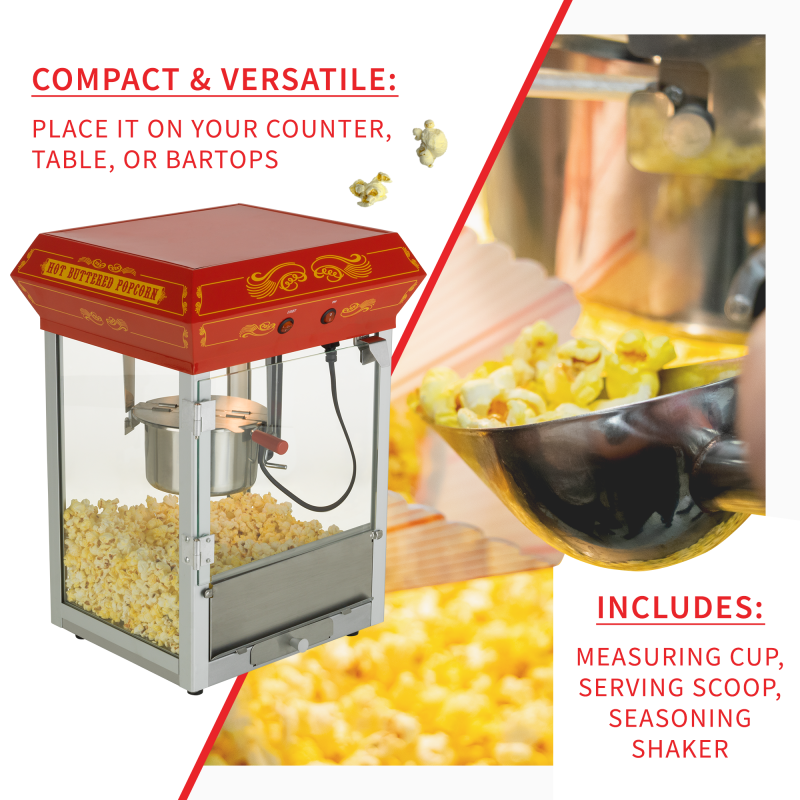 FunTime FT421CR 4oz Red Bar Table Top Popcorn Popper Maker Machine - Image 5