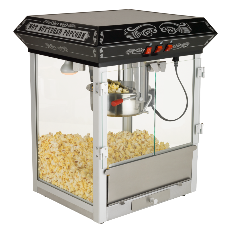 FunTime FT825CB 8oz Black Bar Table Top Popcorn Popper Maker Machine