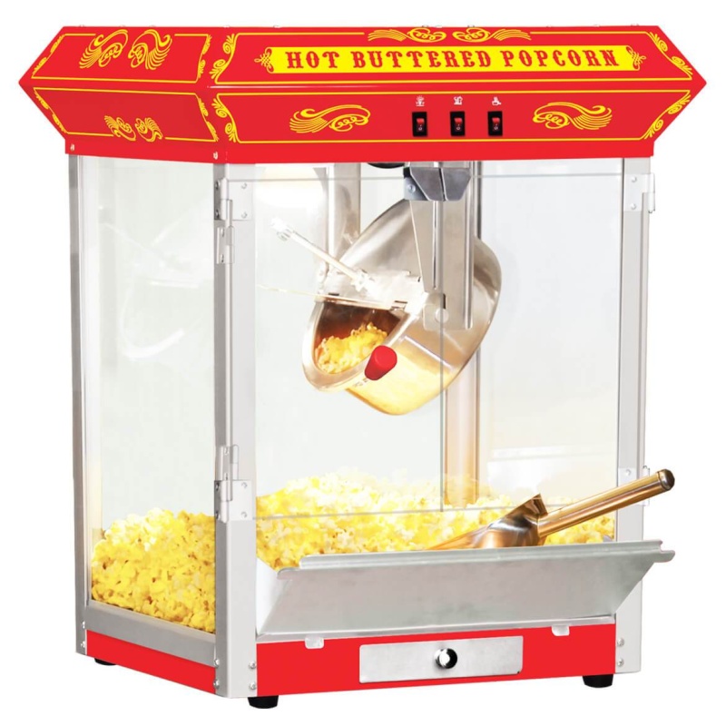 FunTime FT825CR 8oz Red Bar Table Top Popcorn Popper Maker Machine - Image 7