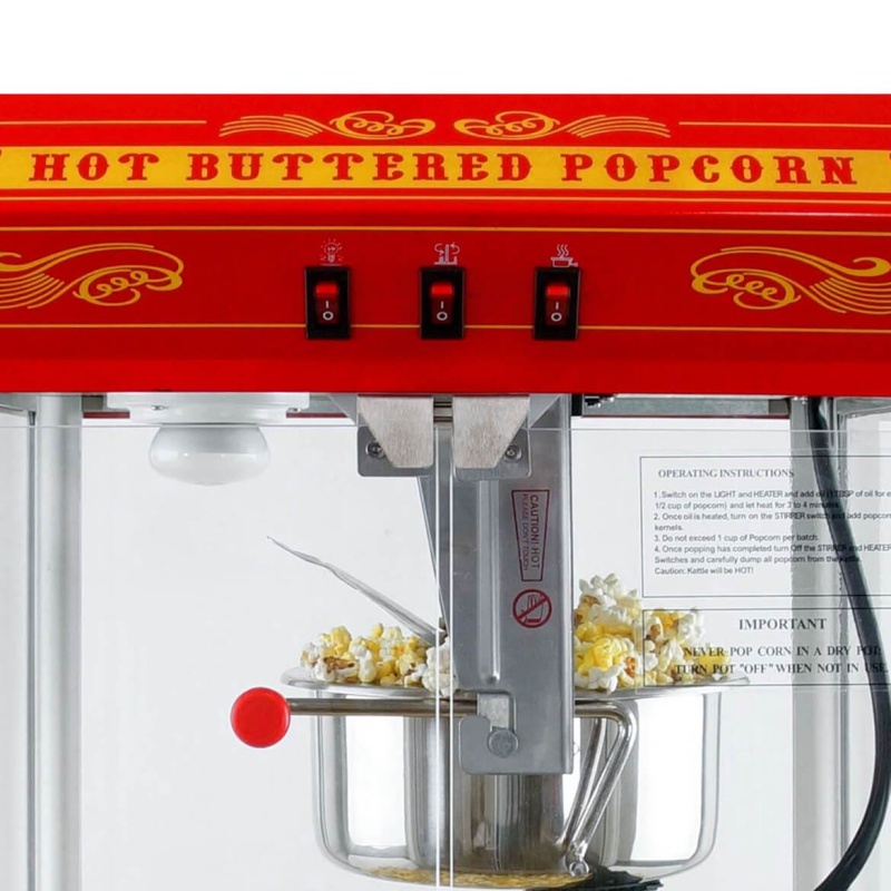 FunTime FT825CR 8oz Red Bar Table Top Popcorn Popper Maker Machine - Image 13