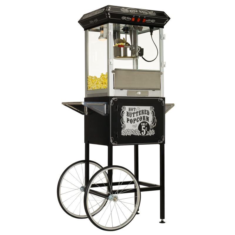 FunTime FT860CB 8oz Premium Black Popcorn Popper Machine Maker Cart Vintage - Image 8