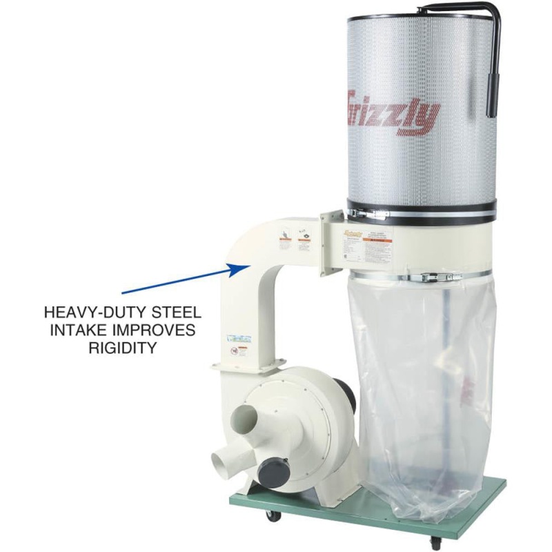 Grizzly G0548ZP 240V 2 HP Canister Dust Collector with Aluminum Impeller - Image 3