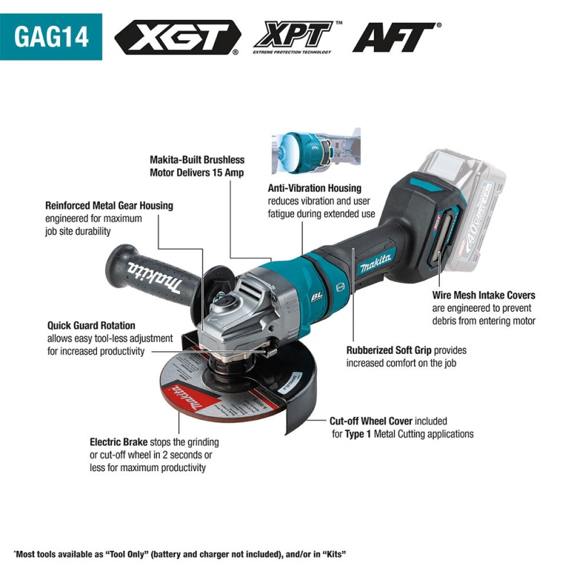 Makita GAG14Z 40V XGT 4-1/2" - 6" Brushless Paddle Grinder Brake - Bare Tool - Image 2