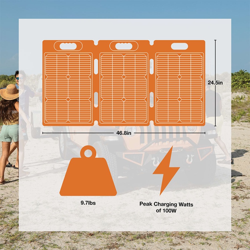 Generac GS100 100 Watts Solar Panels for Power Stations w/ Tri-Fold Design - Image 6