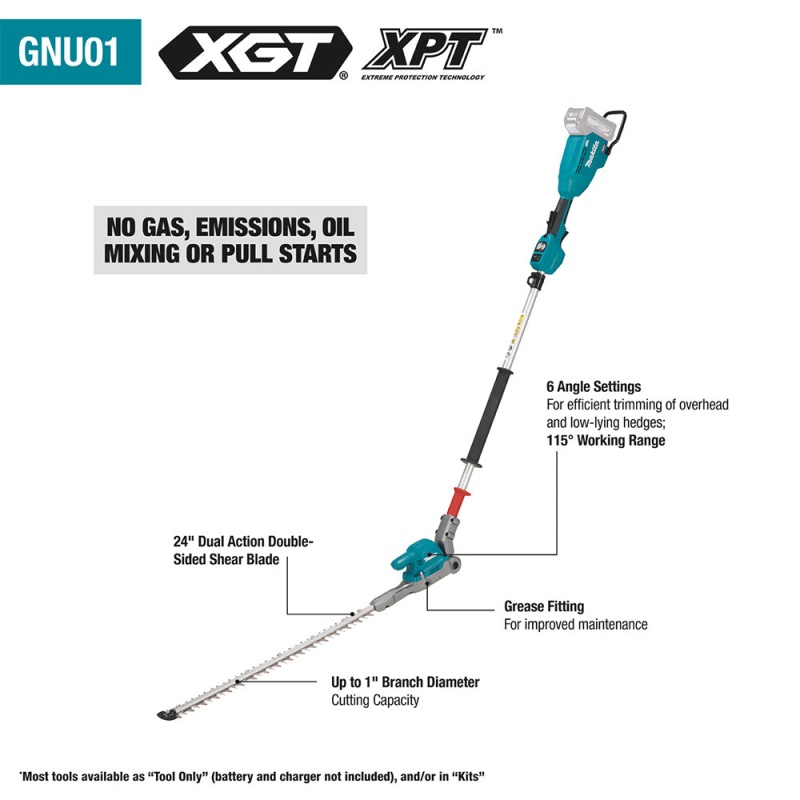 Makita GNU01T 40V max XGT Brushless 24" Articulating Pole Hedge Trimmer Kit 5AH - Image 3