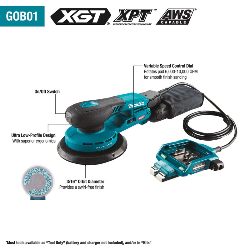 Makita GOB01CZ 40V max XGT Brushless 6" Random Orbit Sander - Bare Tool - Image 2