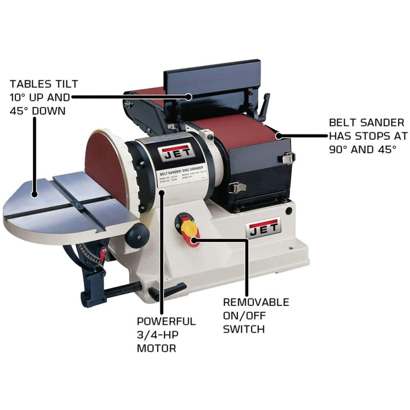 JET 708595 JSG-96 3/4HP 1PH 115V Benchtop 6" x 48" Belt / 9" Disc Sander - Image 2