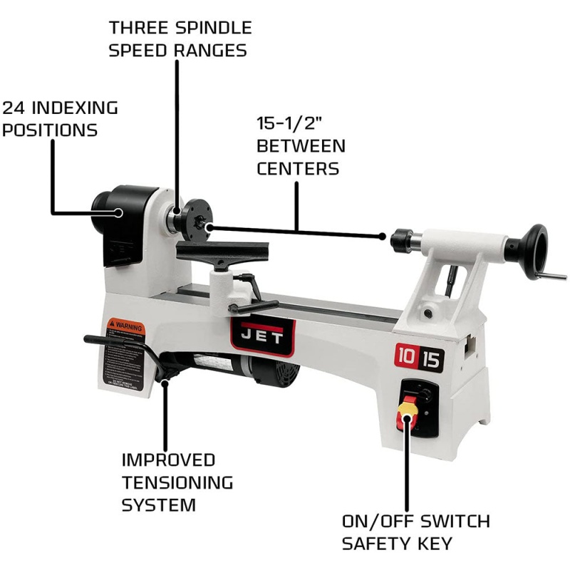 JET 719110 JWL-1015VS 10"x 15" Variable Speed Wood Lathe - Image 2