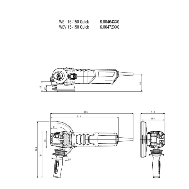 Metabo 600464420 6" Corded Low Vibration Angle Grinder w/ Electronics Lock-on - Image 6