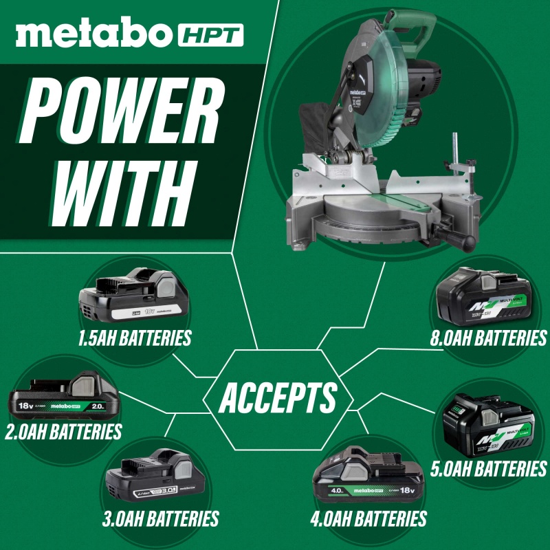 Metabo HPT C1810DFA 18V 10" Cordless Single Bevel Cordless Miter Saw Kit - Image 4