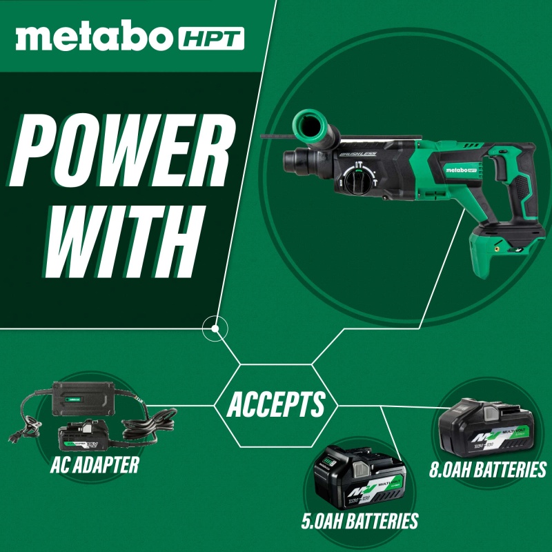 Metabo HPT DH3628DDQ4 36V 1- 1/8" Brushless SDS Plus Rotary Hammer - Bare Tool - Image 7